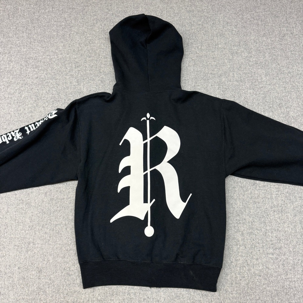 Jerzees Renegade Zip Up Hoodie Size Small Black Graphic Dissent Rebel Rebuild R
